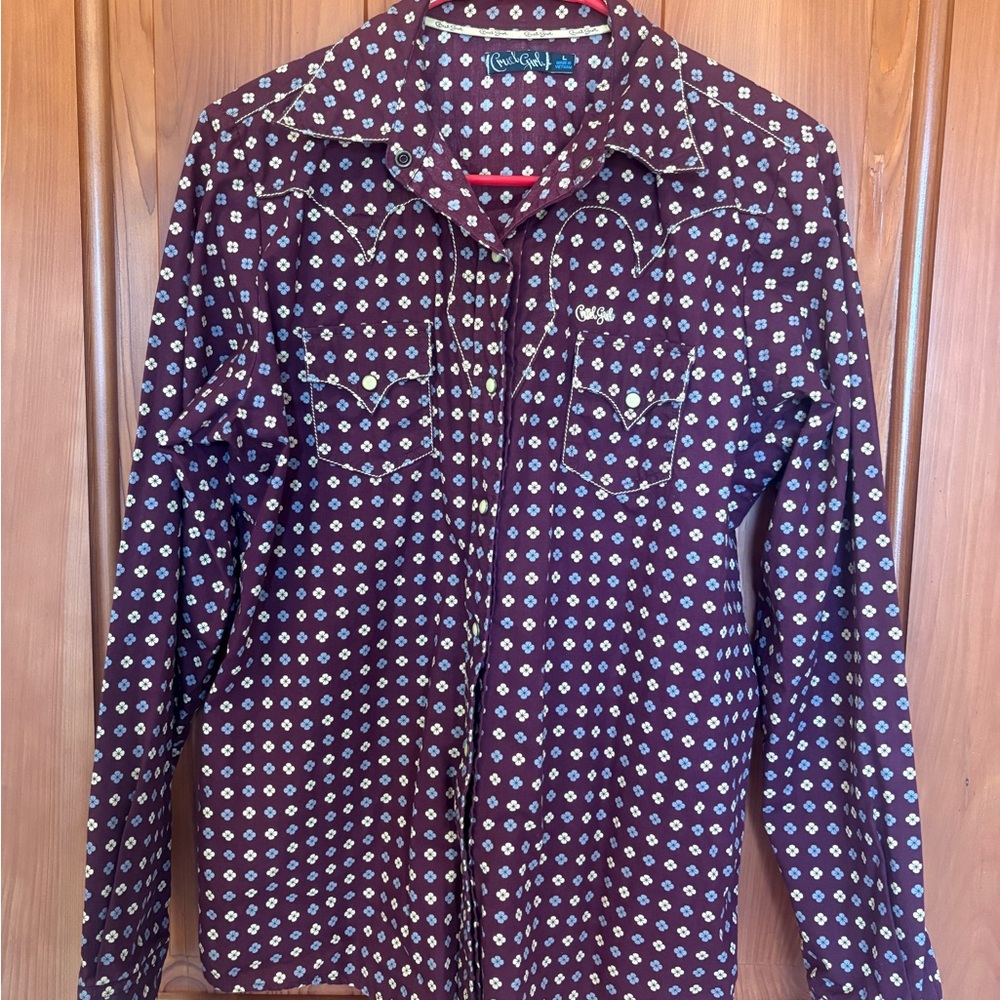Cruel Girl Maroon Floral Print Shirt